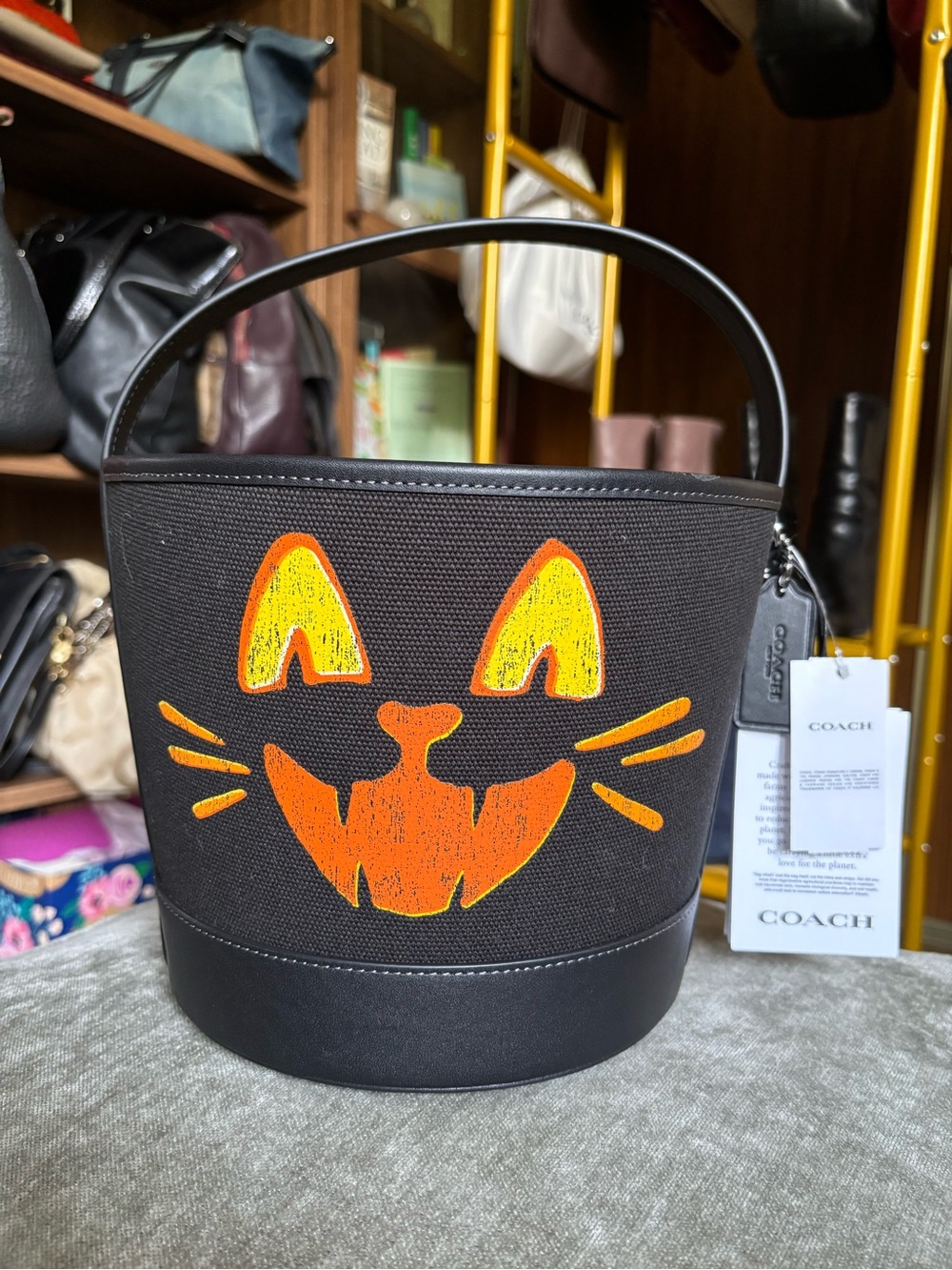 NWT COACH Trick or Treat Cat Bucket Bag